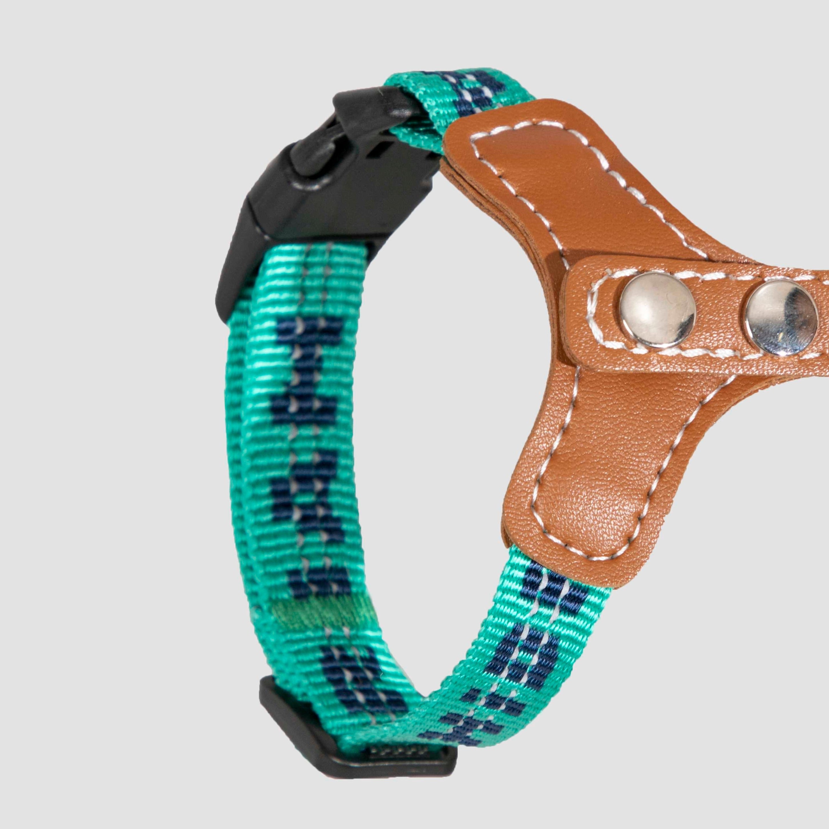 Reflective Travel Leather Cat Harness and Leash Set