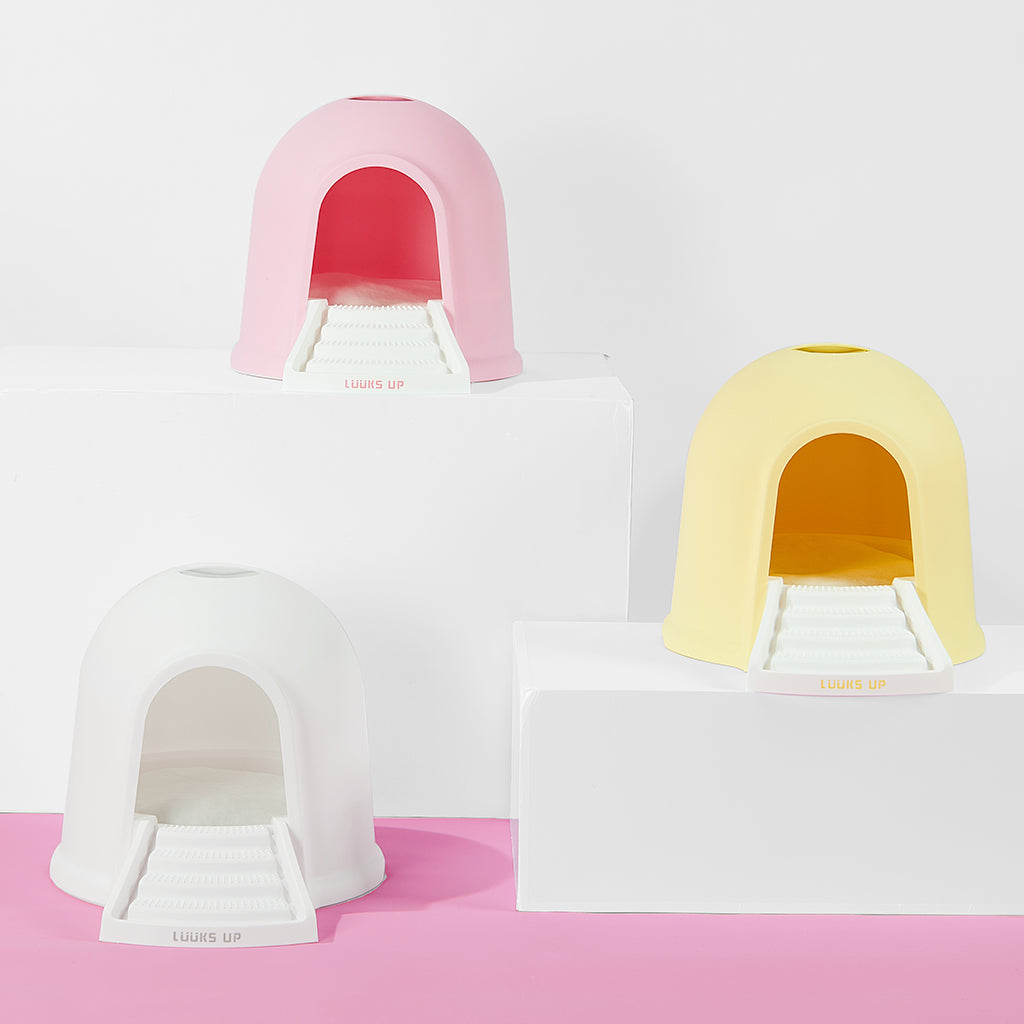 LUUKS UP Dual-Use Big Cabin Cat Litter Box & Kitty House
