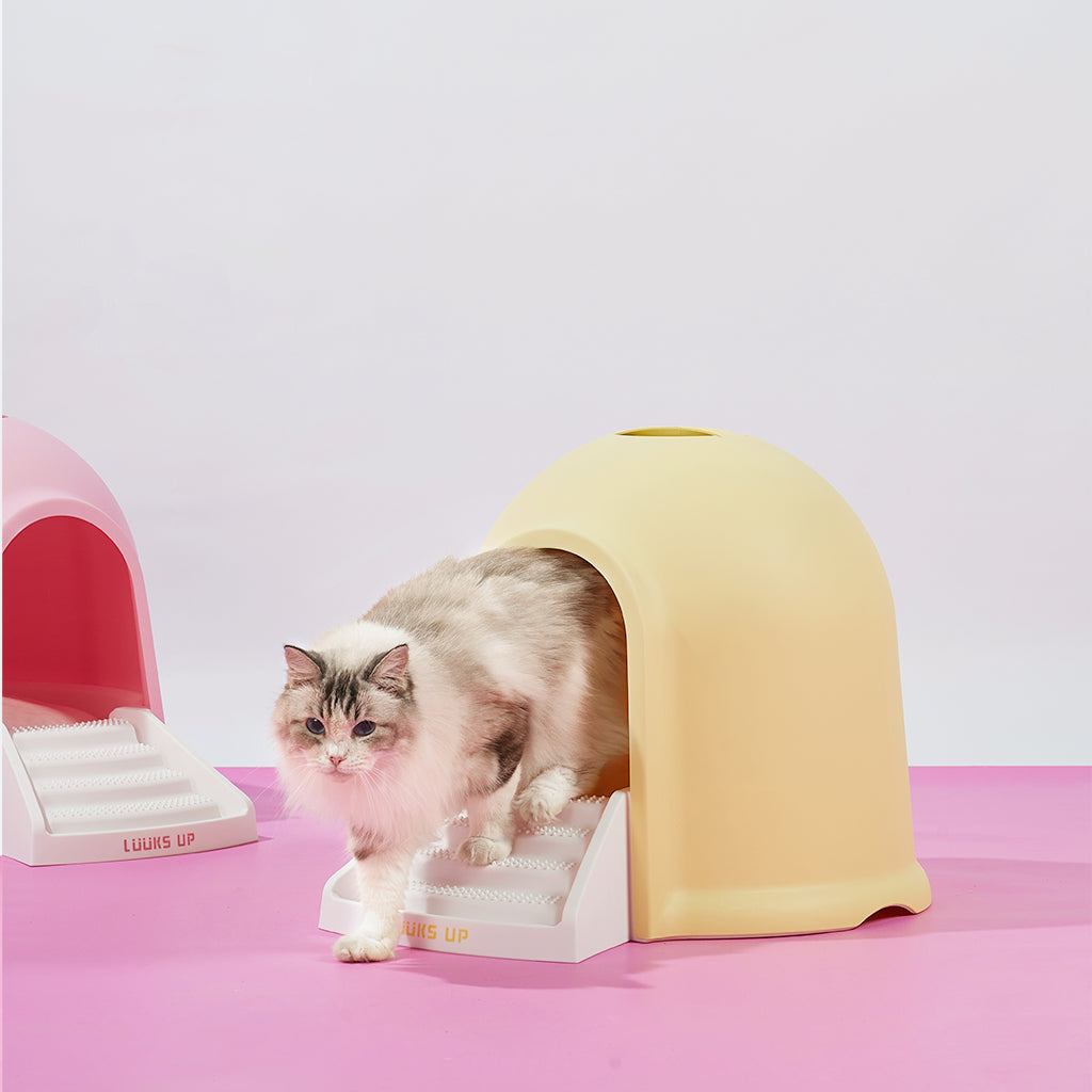 LUUKS UP Dual-Use Big Cabin Cat Litter Box & Kitty House