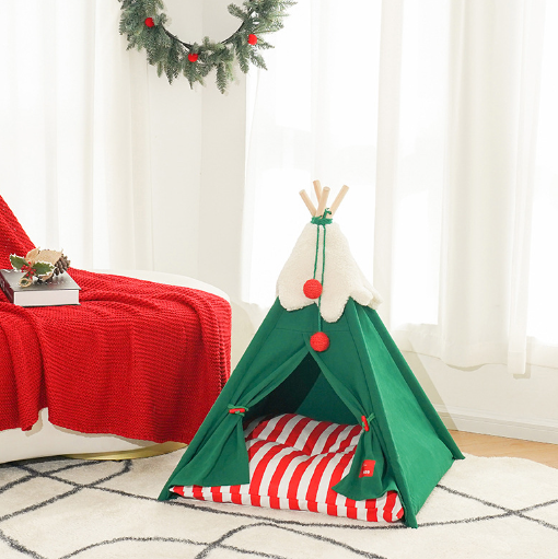 Snowy Snuggle Christmas Teepee: Pet Tent - Chrismas Edition
