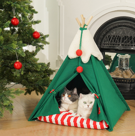 Snowy Snuggle Christmas Teepee: Pet Tent - Chrismas Edition