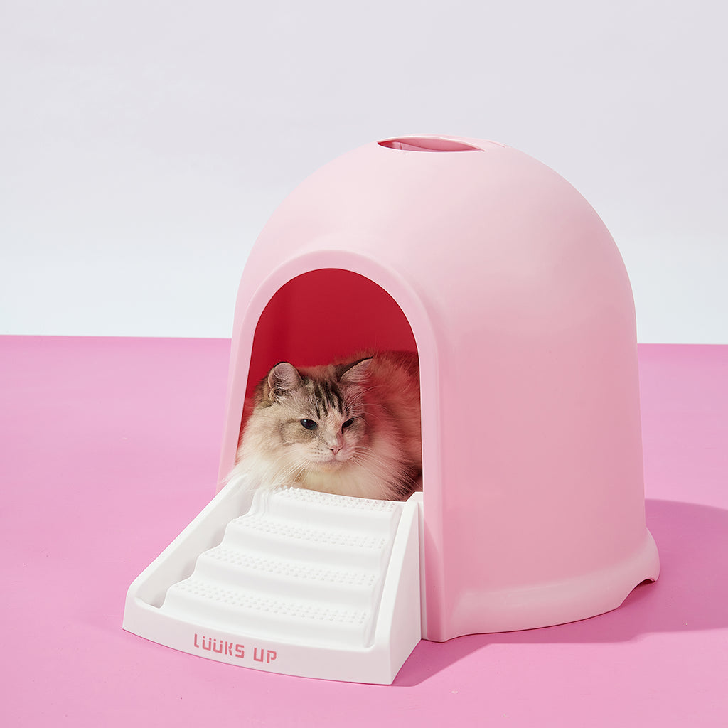 LUUKS UP Dual-Use Big Cabin Cat Litter Box & Kitty House