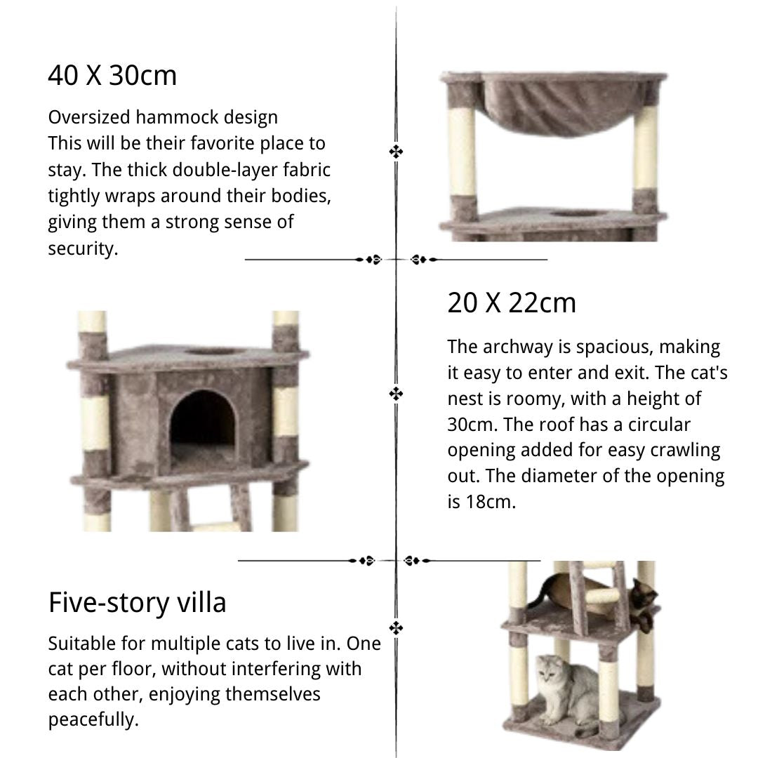 HONEYPOT CAT® Chipboard Flannel Cat Tree 158cm