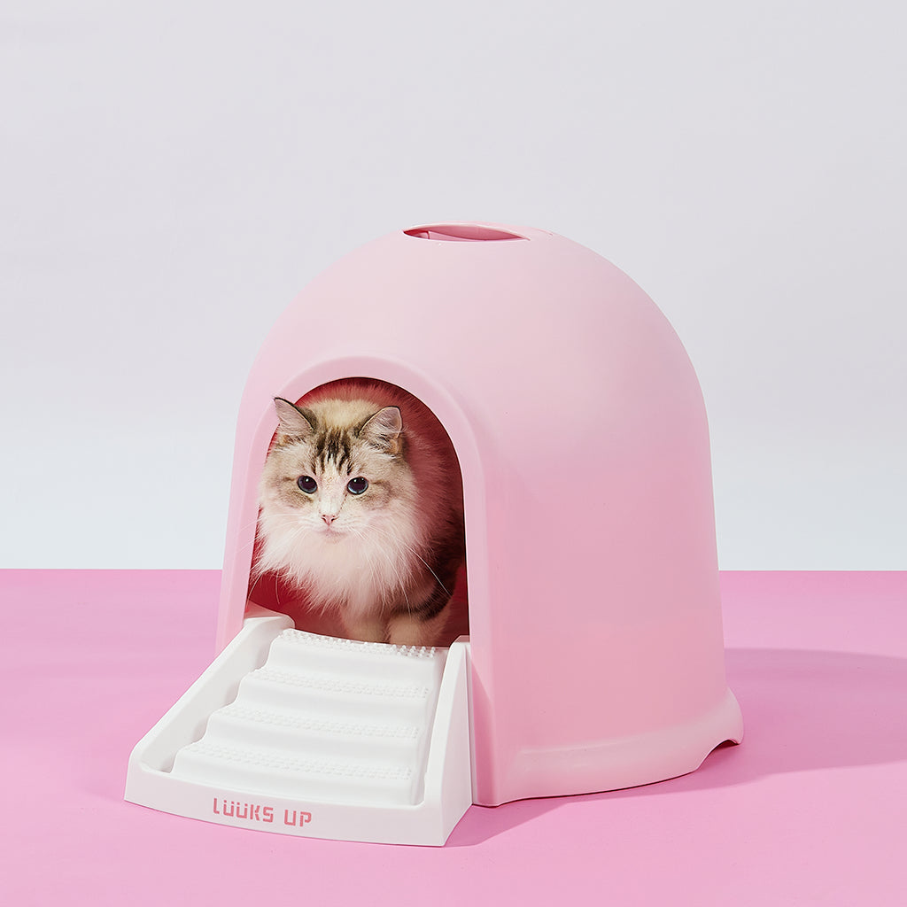 LUUKS UP Dual-Use Big Cabin Cat Litter Box & Kitty House