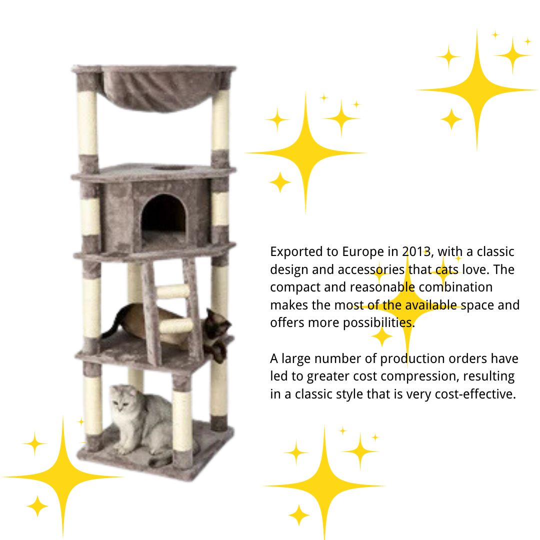 HONEYPOT CAT® Chipboard Flannel Cat Tree 158cm