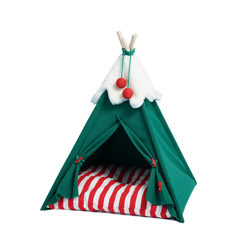 Snowy Snuggle Christmas Teepee: Pet Tent - Chrismas Edition