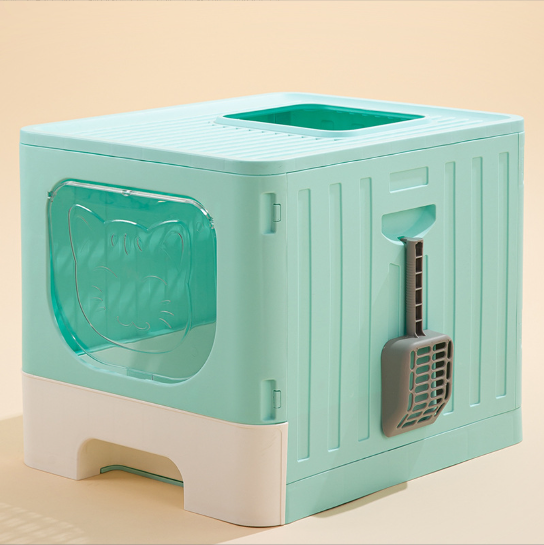 Large Foldable Anti-Splashing Enclosed Cat Drawer Litter Box