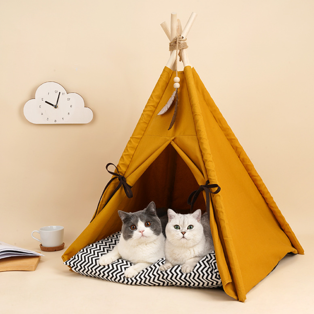 ZEZE Teepee Cat Tent With Cushion Bed