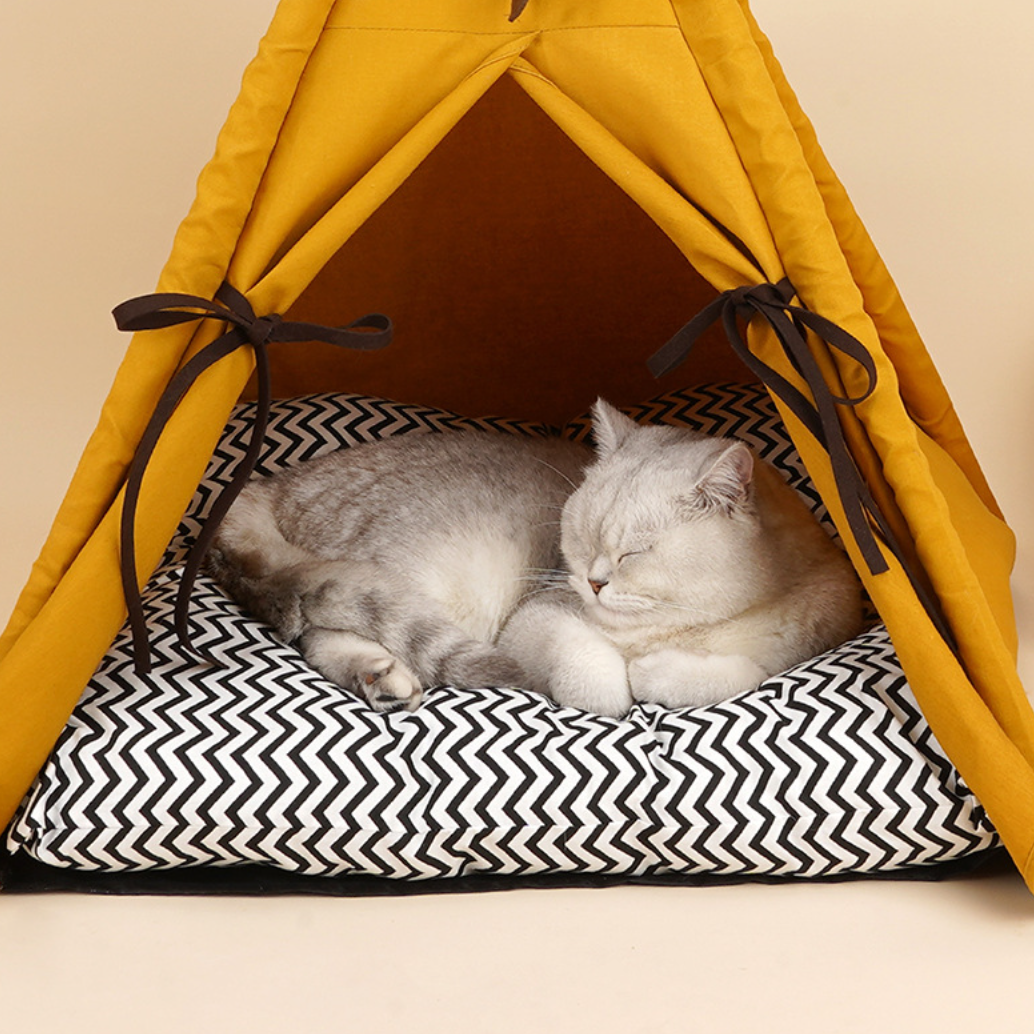 ZEZE Teepee Cat Tent With Cushion Bed