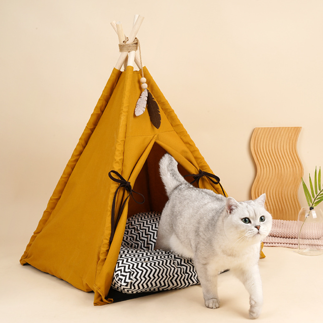 ZEZE Teepee Cat Tent With Cushion Bed