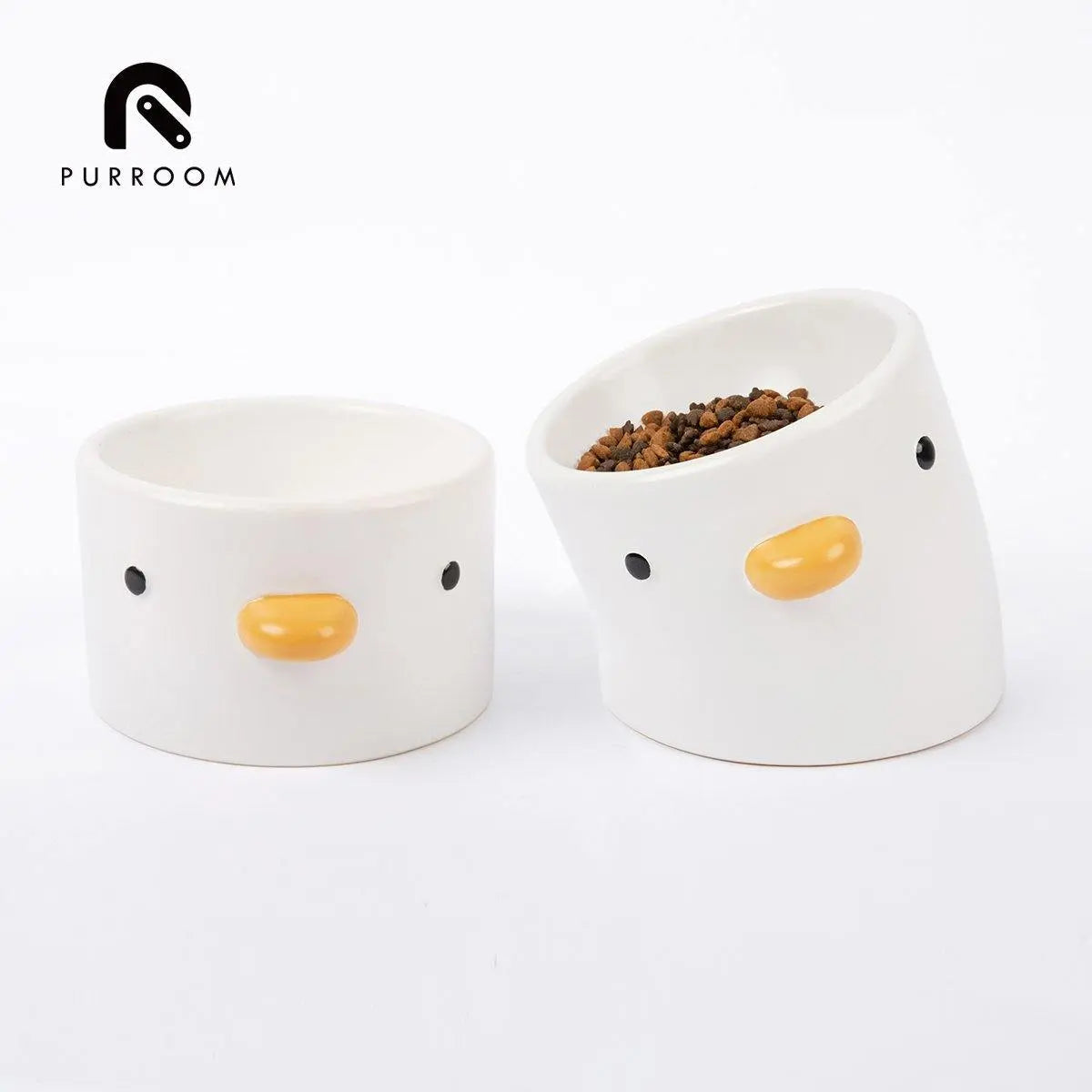 Purroom Little Chicken Ergonomic Ceramic Pet Bowl - Bevel Purroom