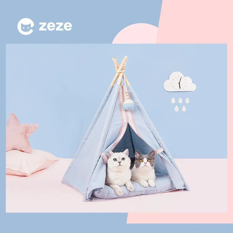 Teepee Pet Tent with Cushion Pet Bed ZEZE