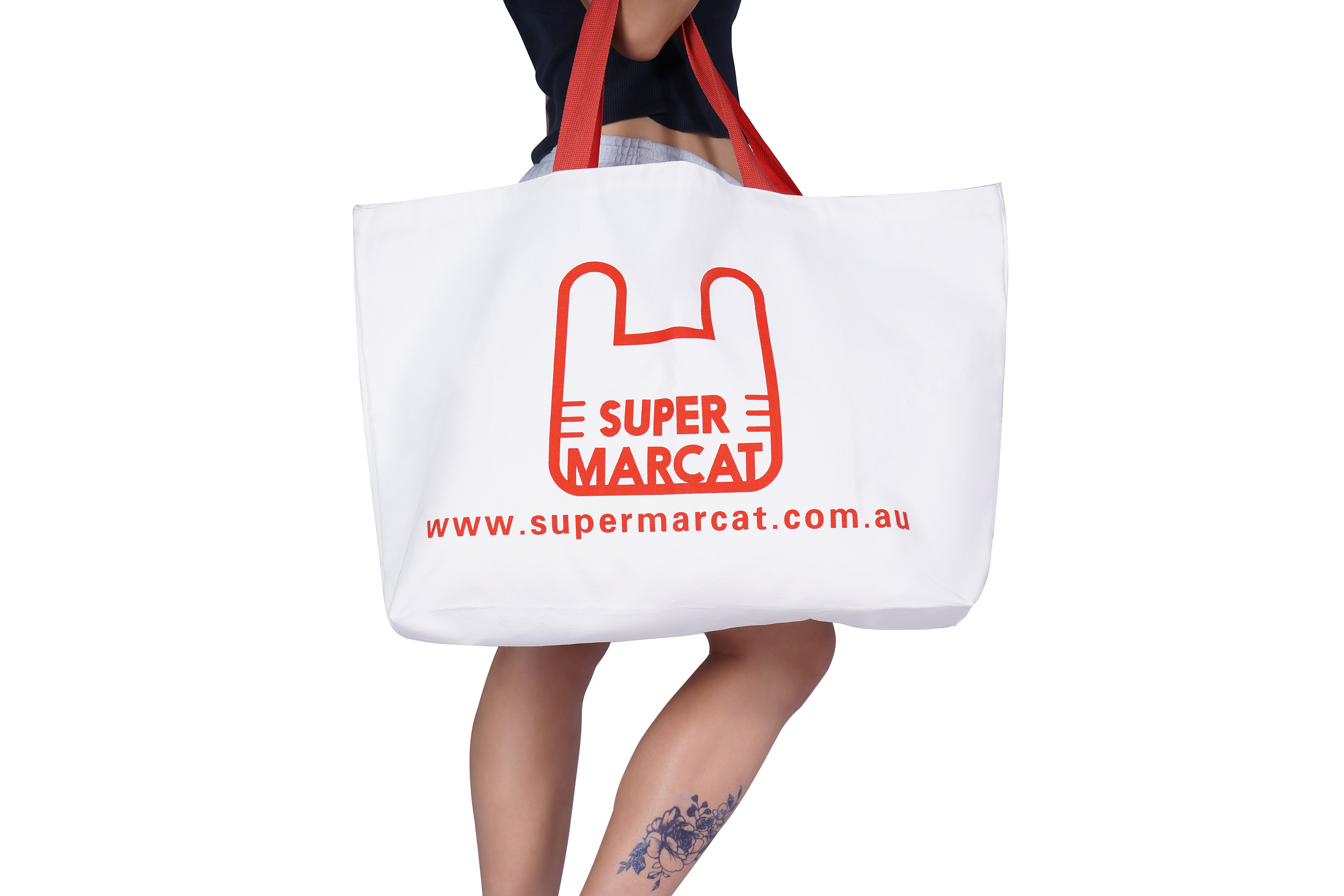 SupermarCat Grande Canvas Shopping Bag