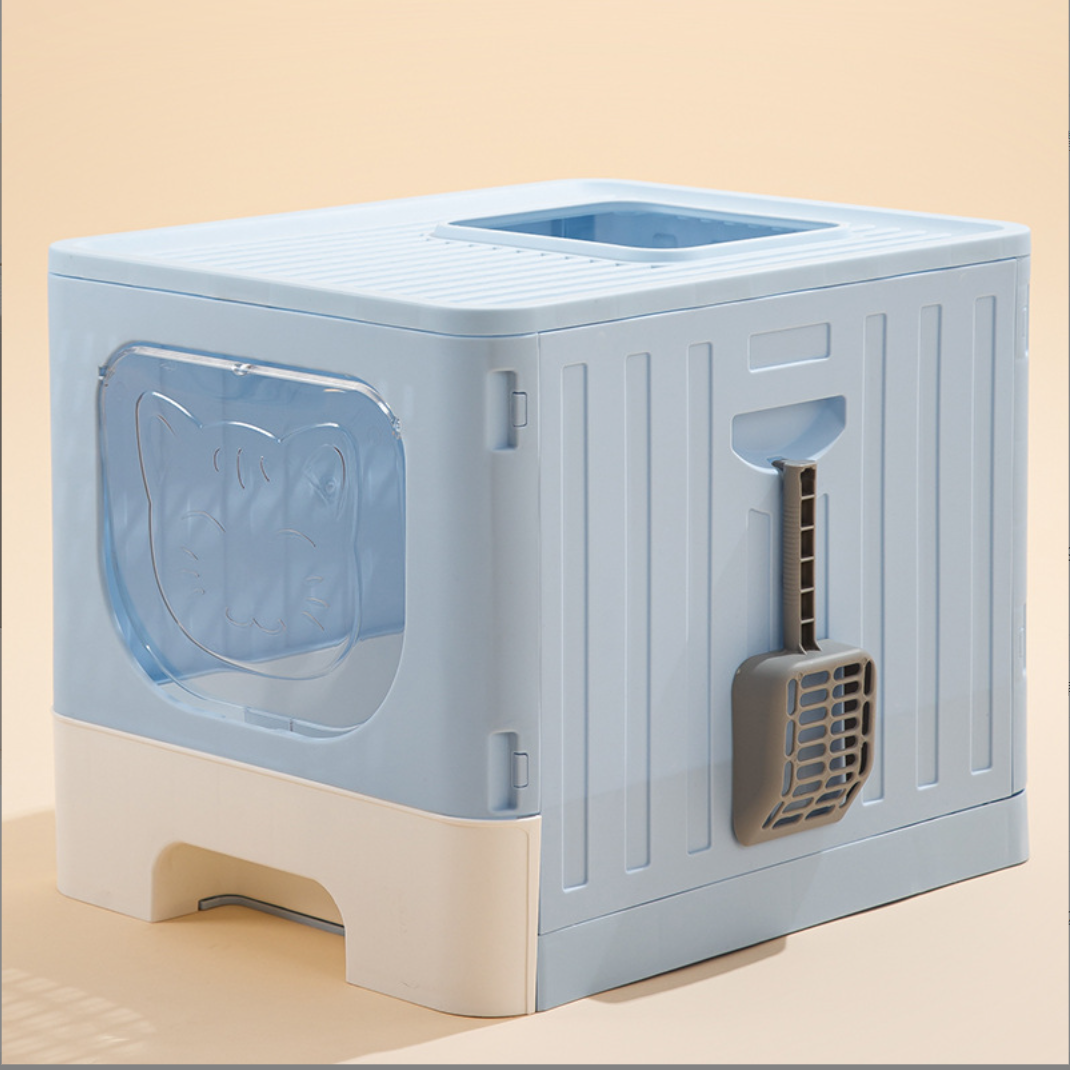 Large Foldable Anti-Splashing Enclosed Cat Drawer Litter Box