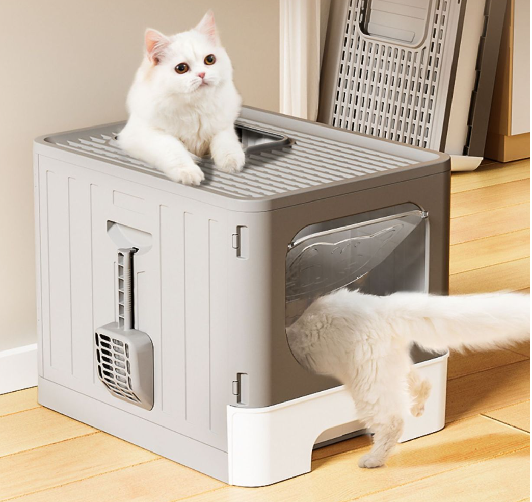 Large Foldable Anti-Splashing Enclosed Cat Drawer Litter Box