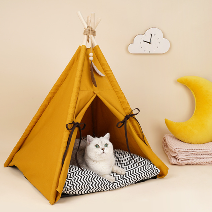 ZEZE Teepee Cat Tent With Cushion Bed