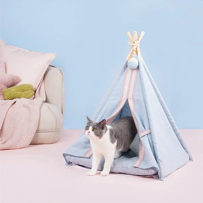 Teepee Pet Tent with Cushion Pet Bed ZEZE